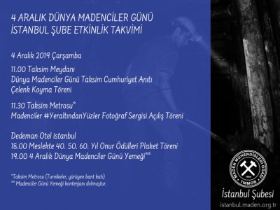 4 Aralık Dünya Madenciler Günü İstanbul Etkinlik Programı