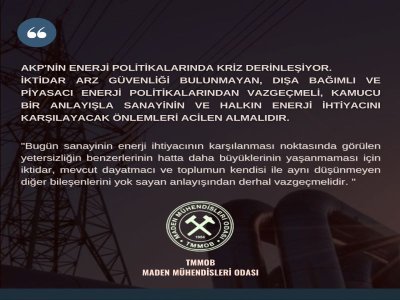 AKP`NİN ENERJİ POLİTİKALARINDA KRİZ DERİNLEŞİYOR.