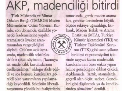 AKP madenciliği bitirdi