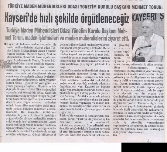 Mehmet Torun: Kayseri`de Hızlı Bir Şekilde Örgütleneceğiz