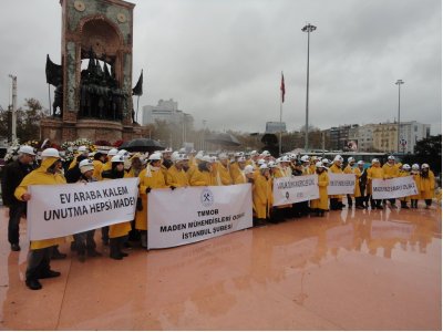 Galatasaray Lisesi Önünden Taksim Anıtına Madenci Yürüyüşü Yapıldı